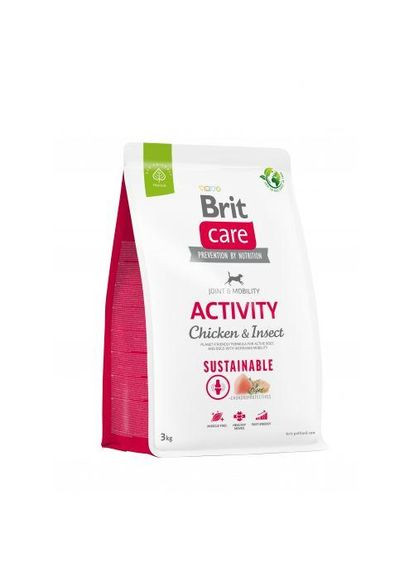 Сухой корм Dog Sustainable Activity для собак с повышенной активностью, с курицей и насекомыми, 3 кг Brit Care (322874669)