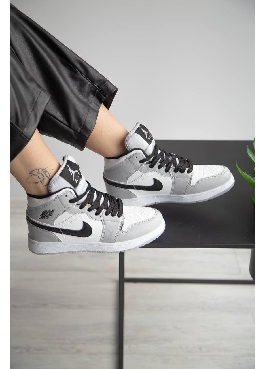 КРОССОВКИ ЖЕНСКИЕ NIKE AIR JORDAN 1 GREY FUR 2.0 НАЙК АИР ДЖОРДАН No Brand серые зима (367172159)