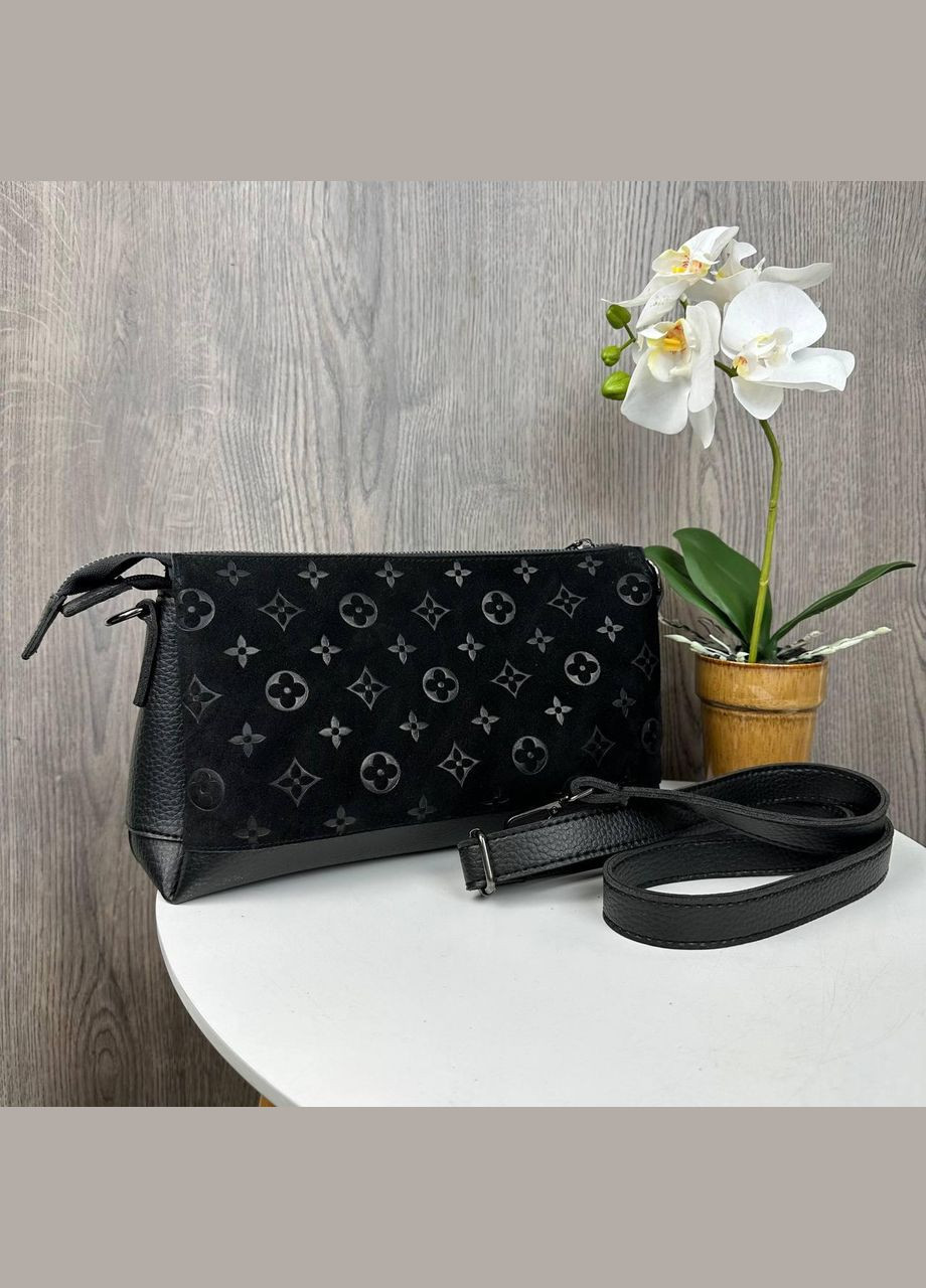 Жіноча міні сумка клатч на плече натуральна чорна замша (sku_1533) No Brand (330575686)