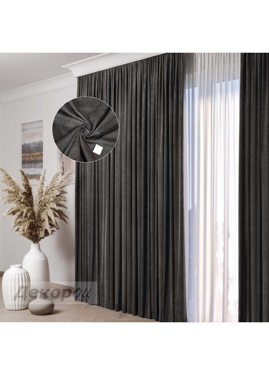Штора Мікровелюр Графітовий 1 шт 100х260 No Brand (353831103)