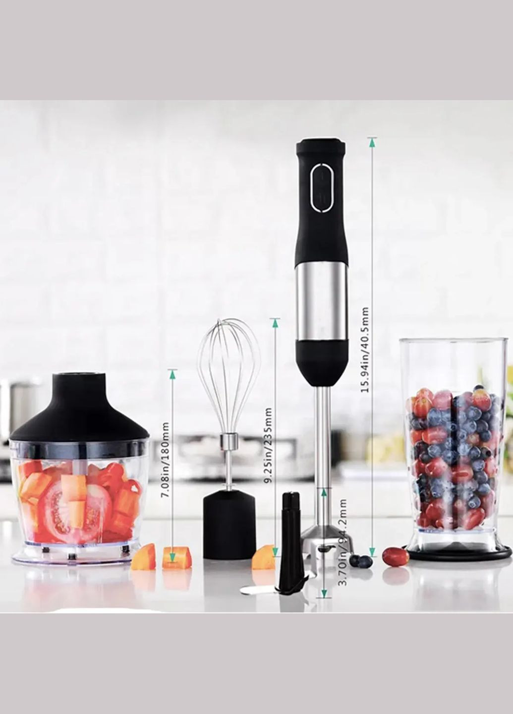 Блендер ручной 5 в 1 на 1500 Вт с измельчителем и насадками миксер и вспенитель молока 20 скоростей Zepline Hot Huez (361081510)