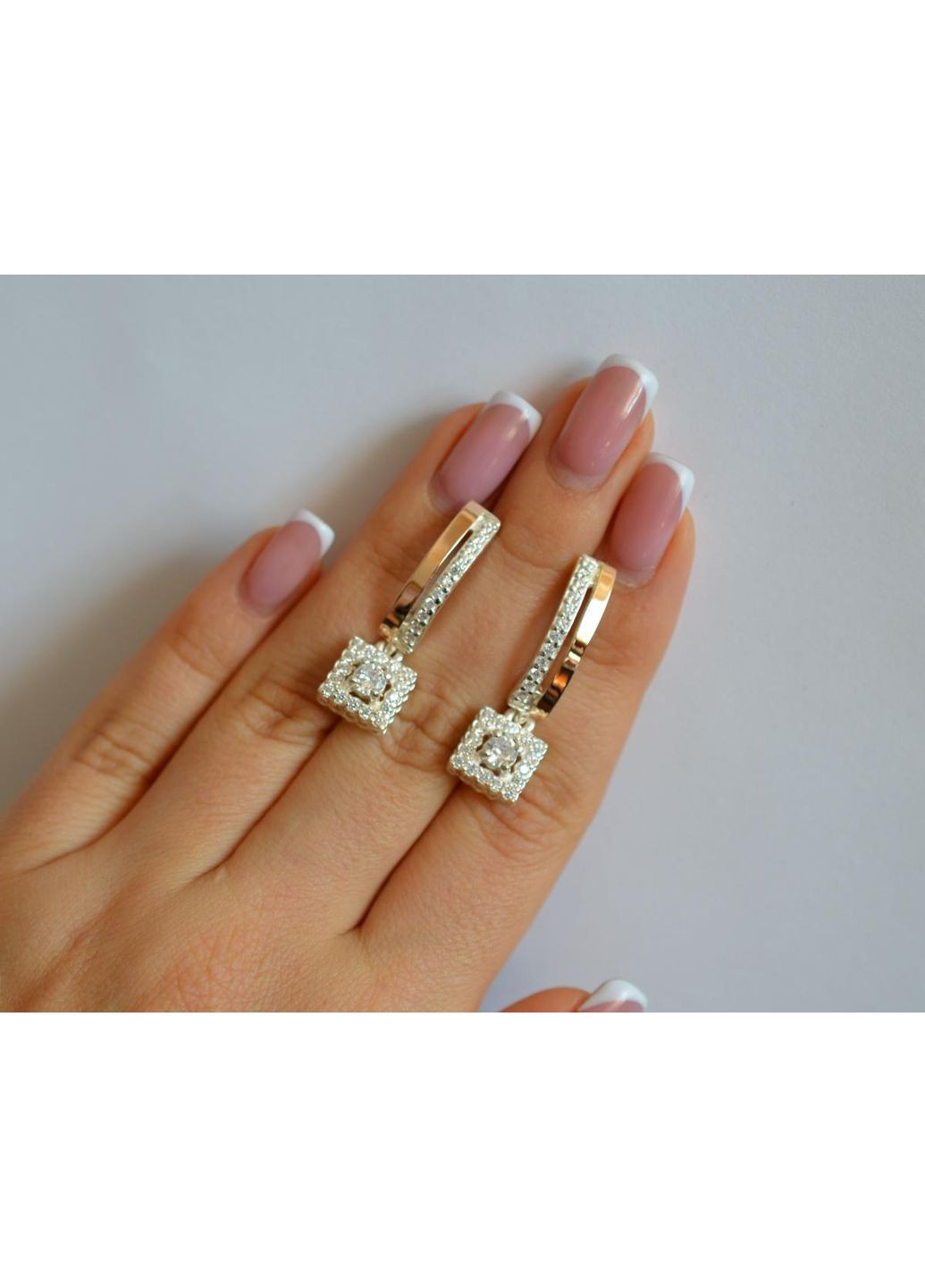 Срібні сережки з золотими пластинами Silver Style (367112127)