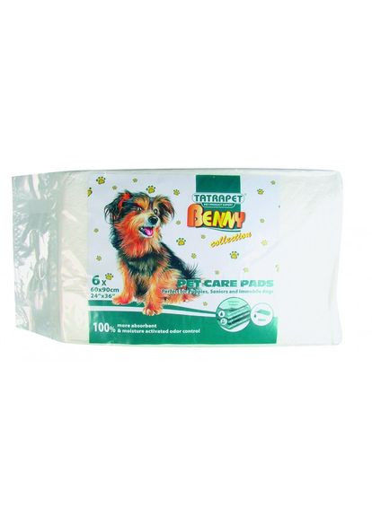 Одноразові пелюшки для собак 60х90 см BENNY 6 шт/уп (8585027981539) TATRAPET (318101016)