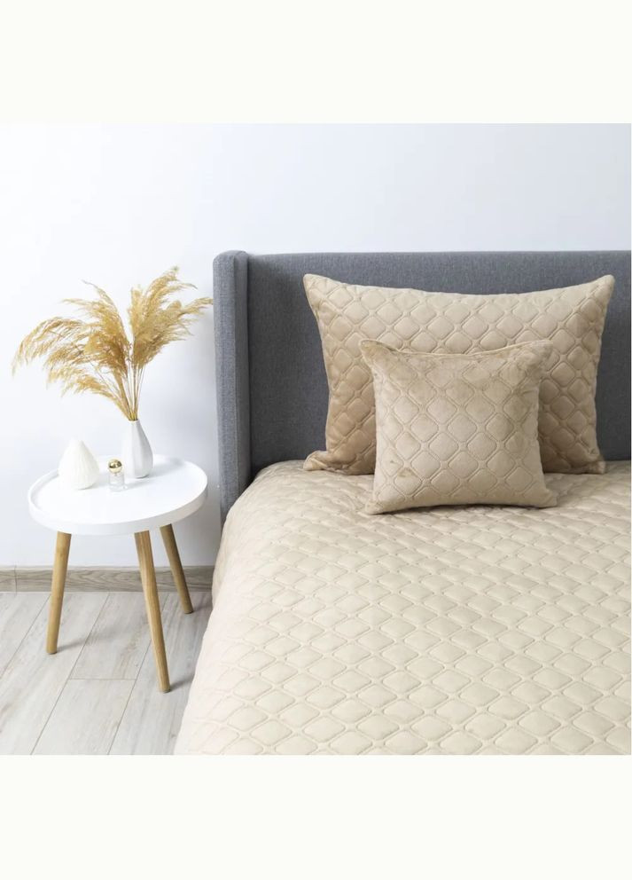 Покривало двоспальне Velour Ромб круглий 4-00516-22471 180х240 см золотий беж ТЕП (364495714)