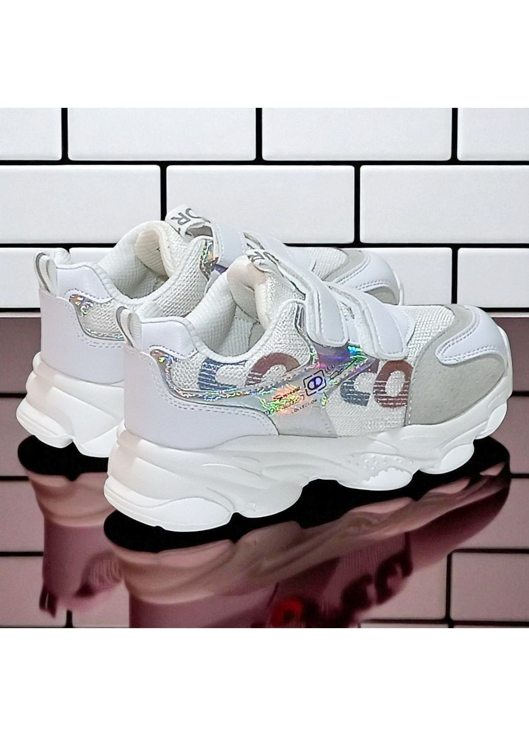 Белые демисезонные текстильные ортопедические кроссовки на липучках для девочки Tom.M