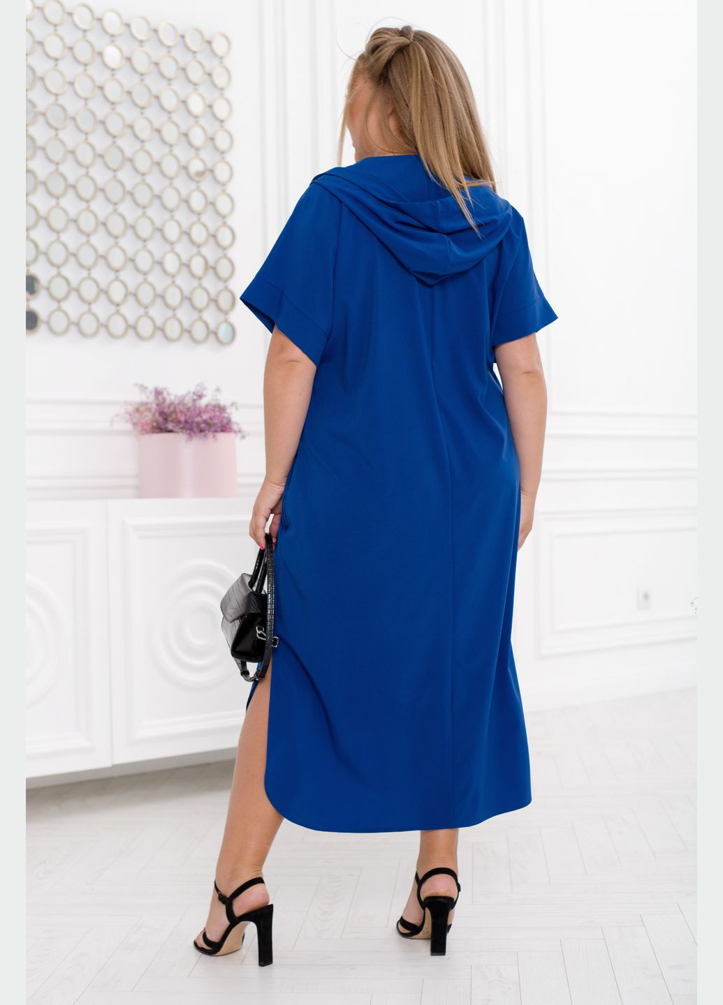 Синя повсякденний вільна сукня сукня-худі No Brand однотонна