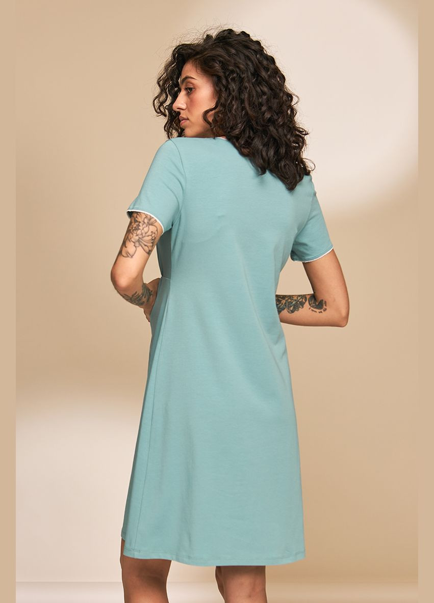 Трикотажна нічна сорочка для вагітних та годуючих зелена Юла мама (305327704)