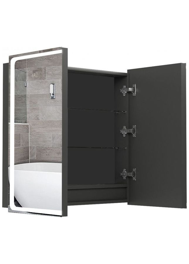 Дзеркальна шафа Alfa (70 х 85 х 9) см з LED-підсвічуванням чорна ХАСТ (315724911)