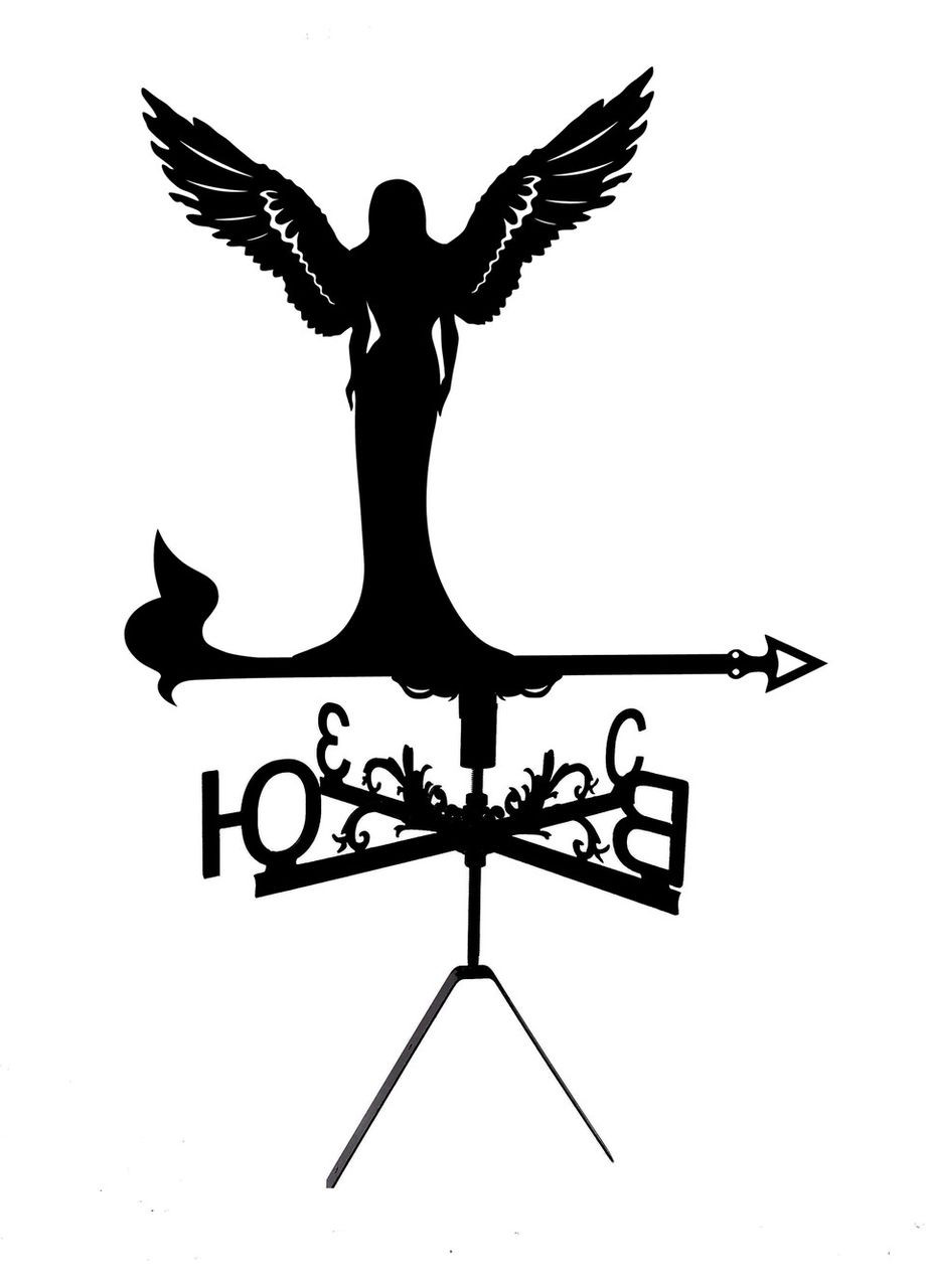 Флюгер на дом Ангел, флюгер на крышу из металла 3 мм. No Brand (368896649)