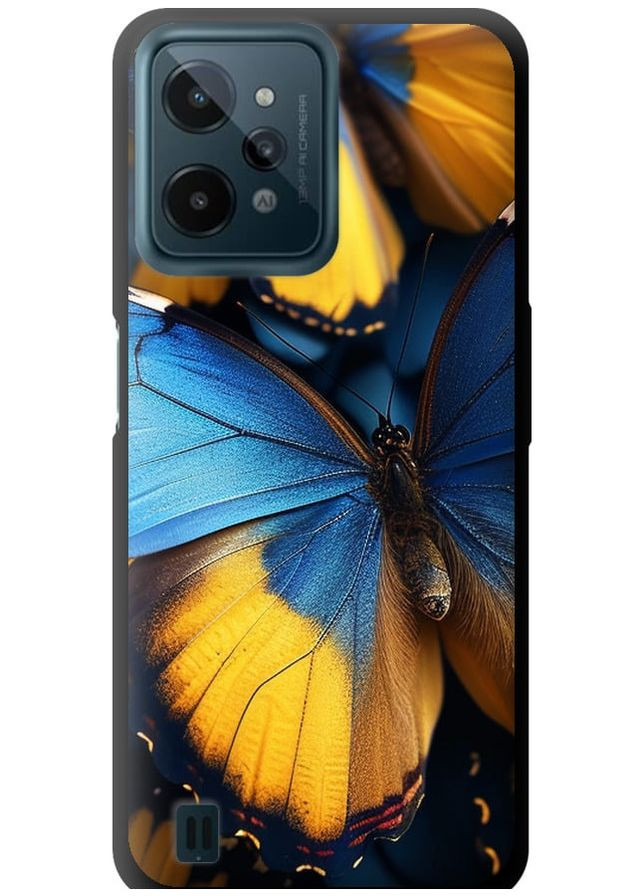 TPU чорний чохол 'Жовто-блакитні метелики' для Endorphone Realme C31 (285709254)