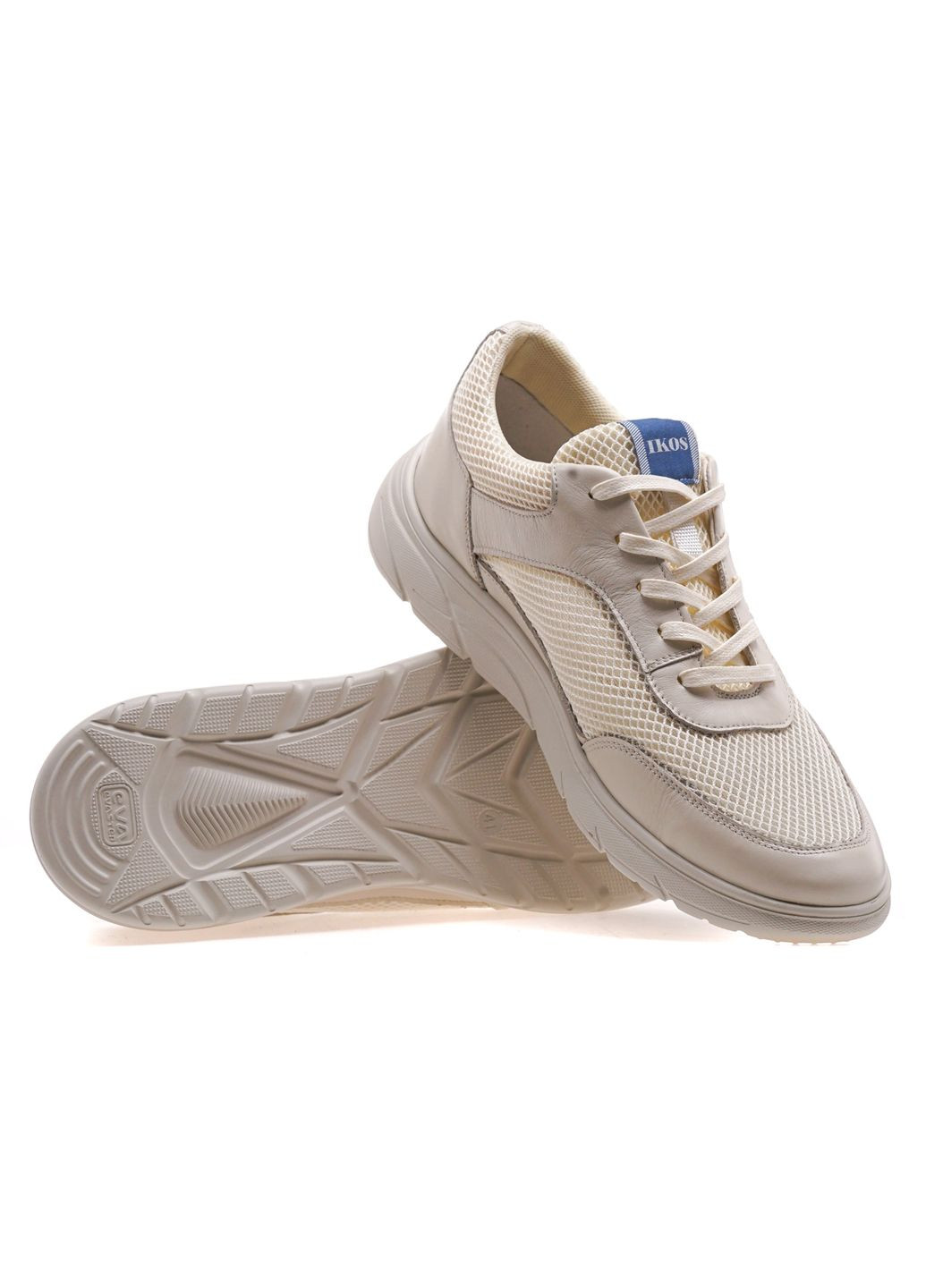 Бежевые летние кроссовки мужские 411-2l/beige leather Ikos