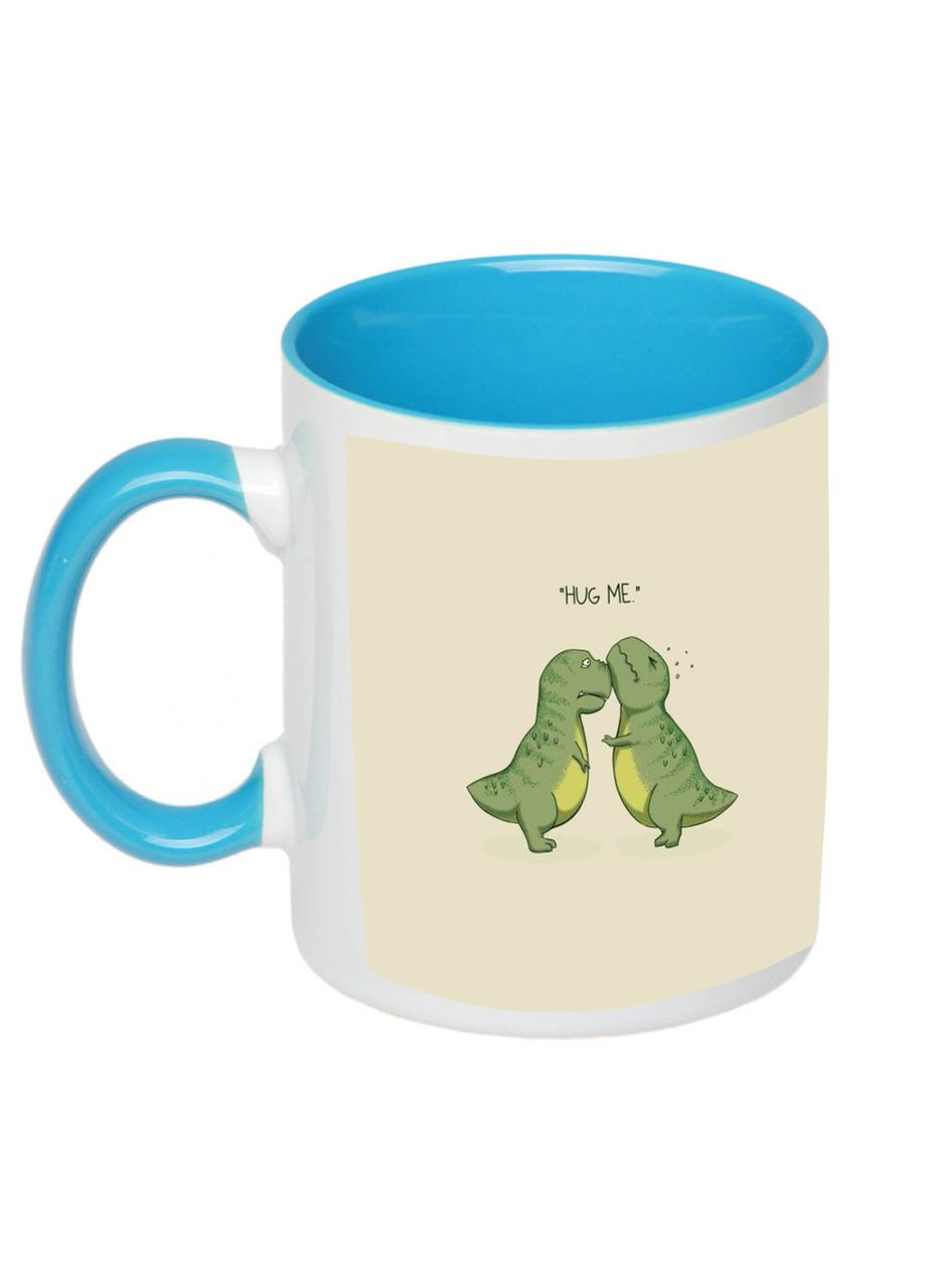 Чашка з принтом “Hug me” 330мл (колір блакитний) (17780) No Brand (312487225)