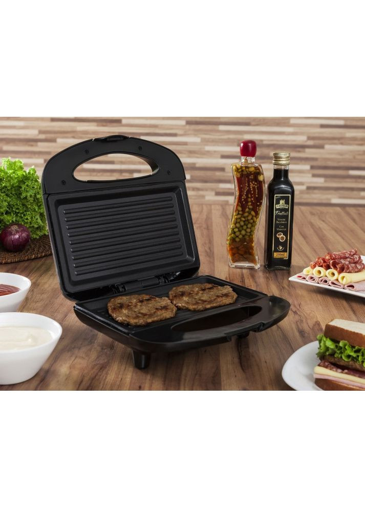 Гриль электрический прижимной контактный, электрогриль черный MS 7709 Domotec (361036371)
