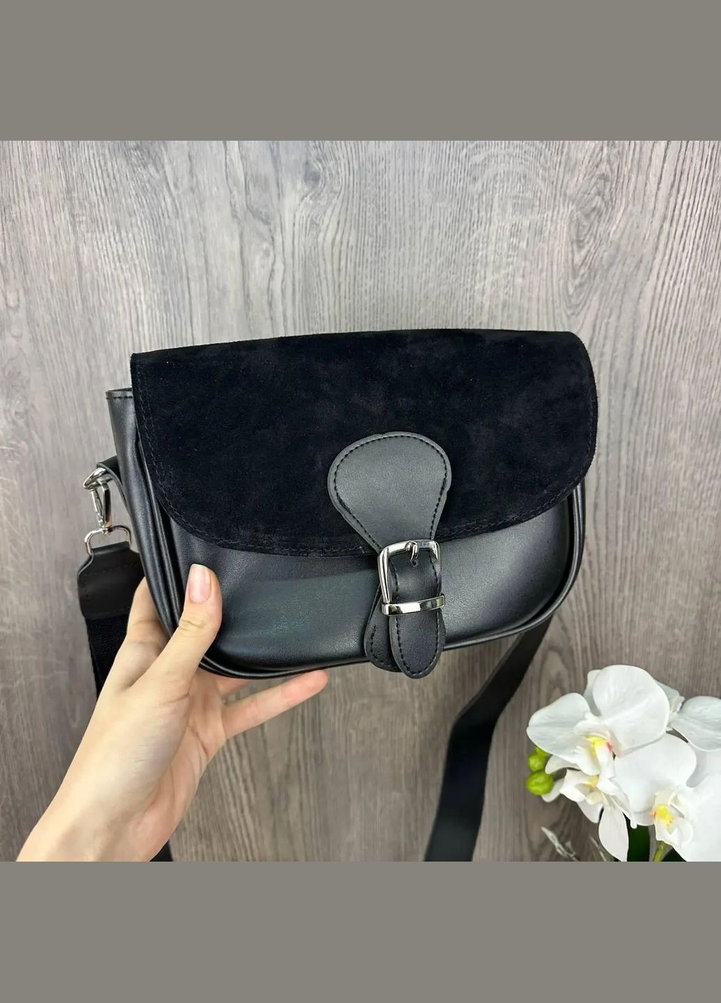 Чорна жіноча сумка клатч замшева PTR No Brand (317763160)