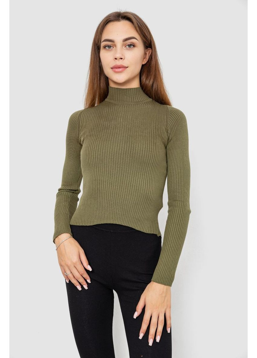 Оливковый (хаки) водолазка женская в рубчик, 214r91306 Ager