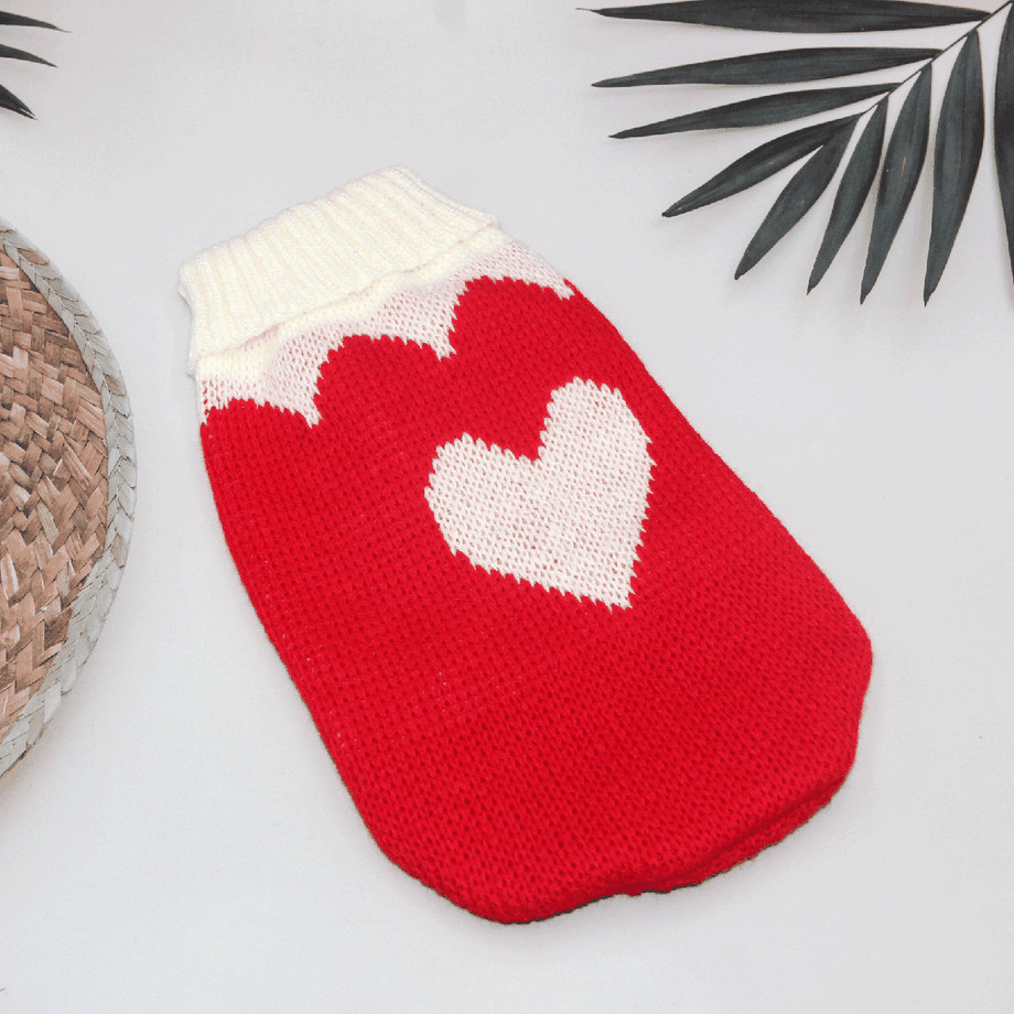 В'язаний акриловий светр для собак Pet Style "Червоне серце" 2XL No Brand - (323236966)