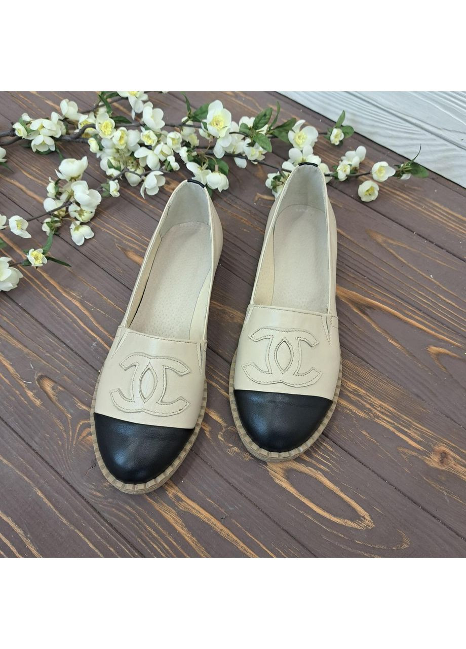 Жіночі балетки шкіряні на низькому ходу, колір чорний, бежевий. 38 розмір Vasha para | бежеві (362355003)