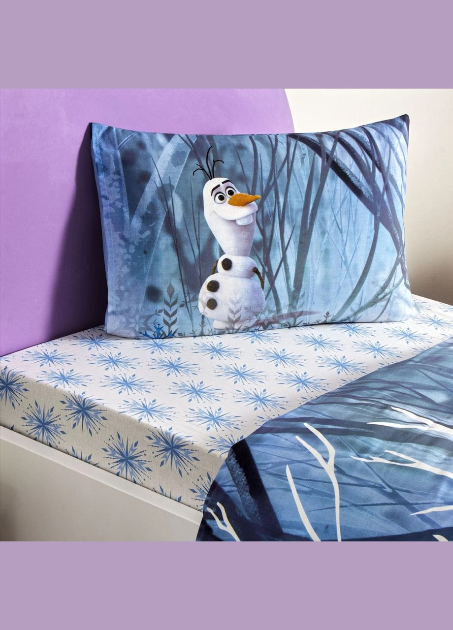 Дитяча постільна білизна полуторна з простирадлом на резинці Ранфорс Крижане серце Frozen Winter T40794 Tac (324771324)