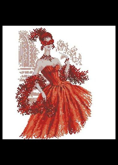 Набір для вишивання хрестиком. Розмір: 24*24 см Дама в червоному Лоскуток (315360737)