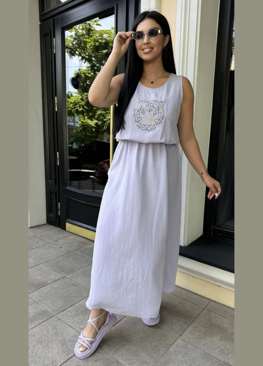 Светло-серое повседневный платье женское Україна однотонное