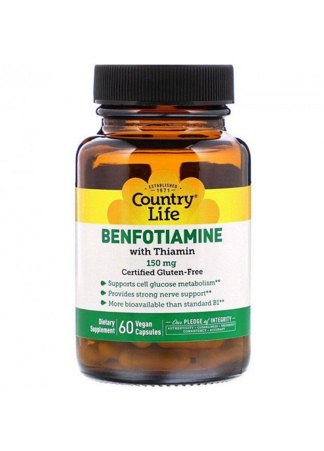 Витамины и минералы Benfotiamine with Thiamine, 60 вегакапсул Country Life (294927564)