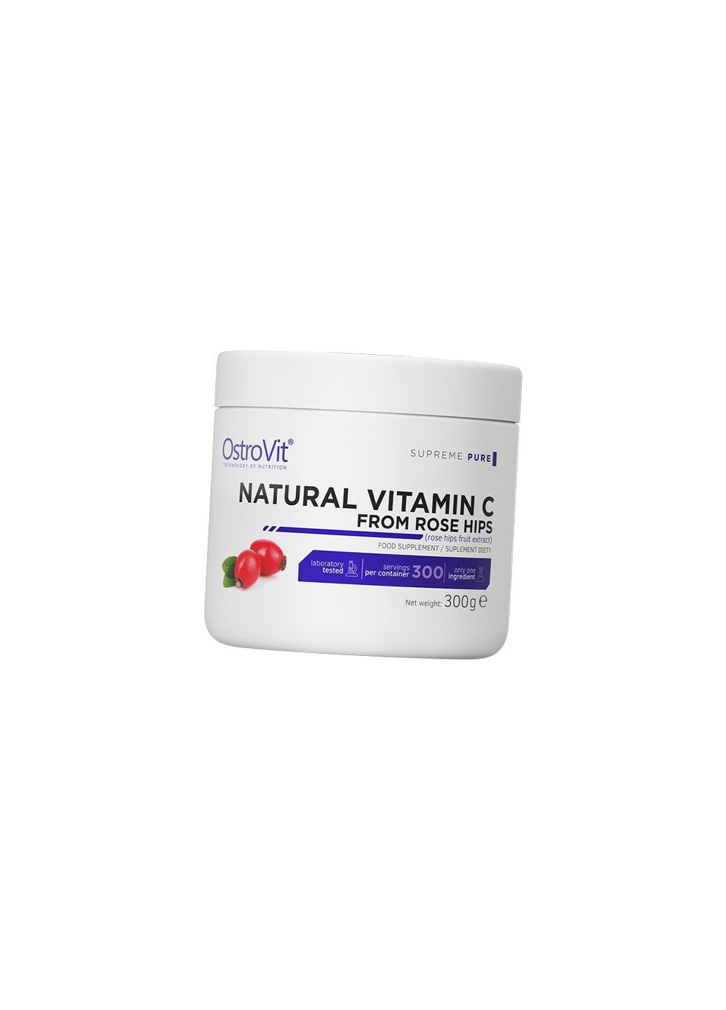 Витамин С с Шиповником, Natural Vitamin C from Rose Hips, 300г (36250070) Ostrovit (293255817)