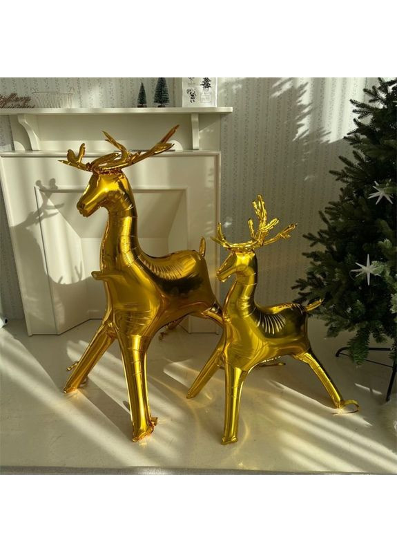 Набір із 2х надувних золотих оленів - ідеальний декор на Різдво та Новий рік. No Brand (370454918)