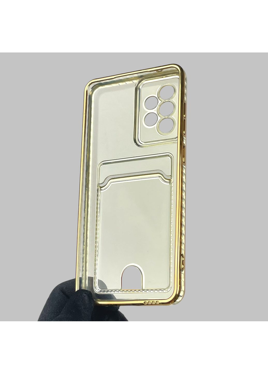 Чехол для Galaxy A52 4G (SM-A525) с золотой окантовкой с карманом для карт на самсунг а52 золотой Samsung (366019921)