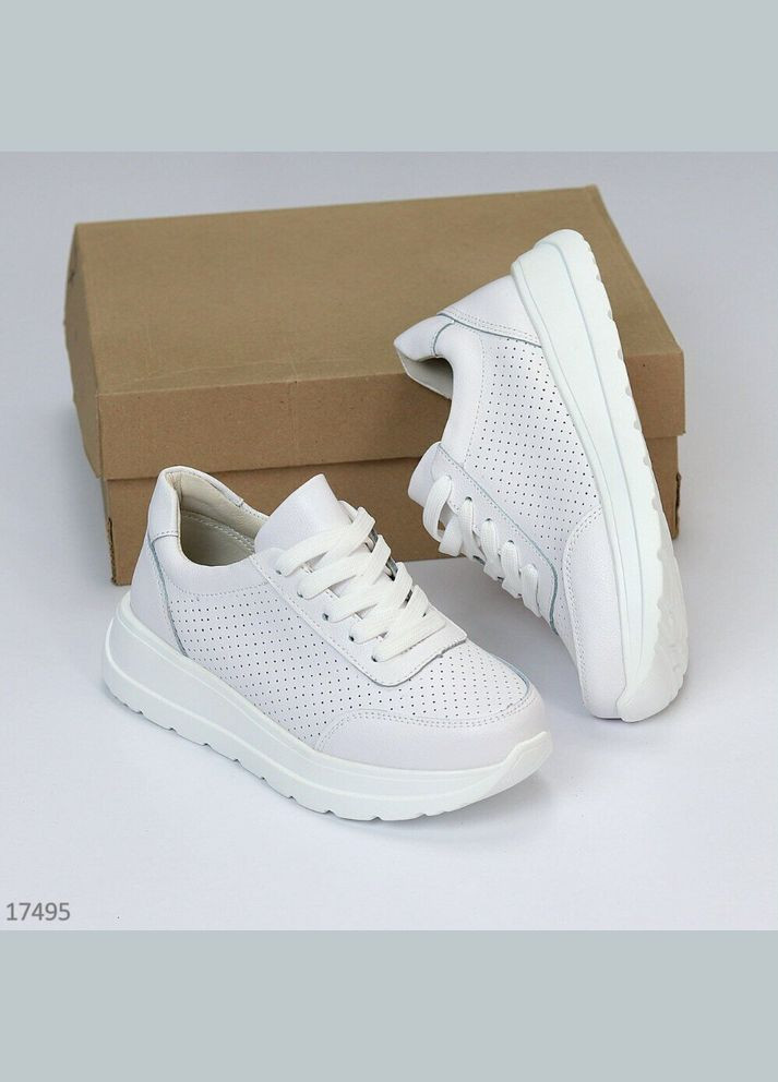 Кожаные белые кроссовки с перфорацией, перфорированные кроссовки на лето KDSL Enigma белые лето (317625544)