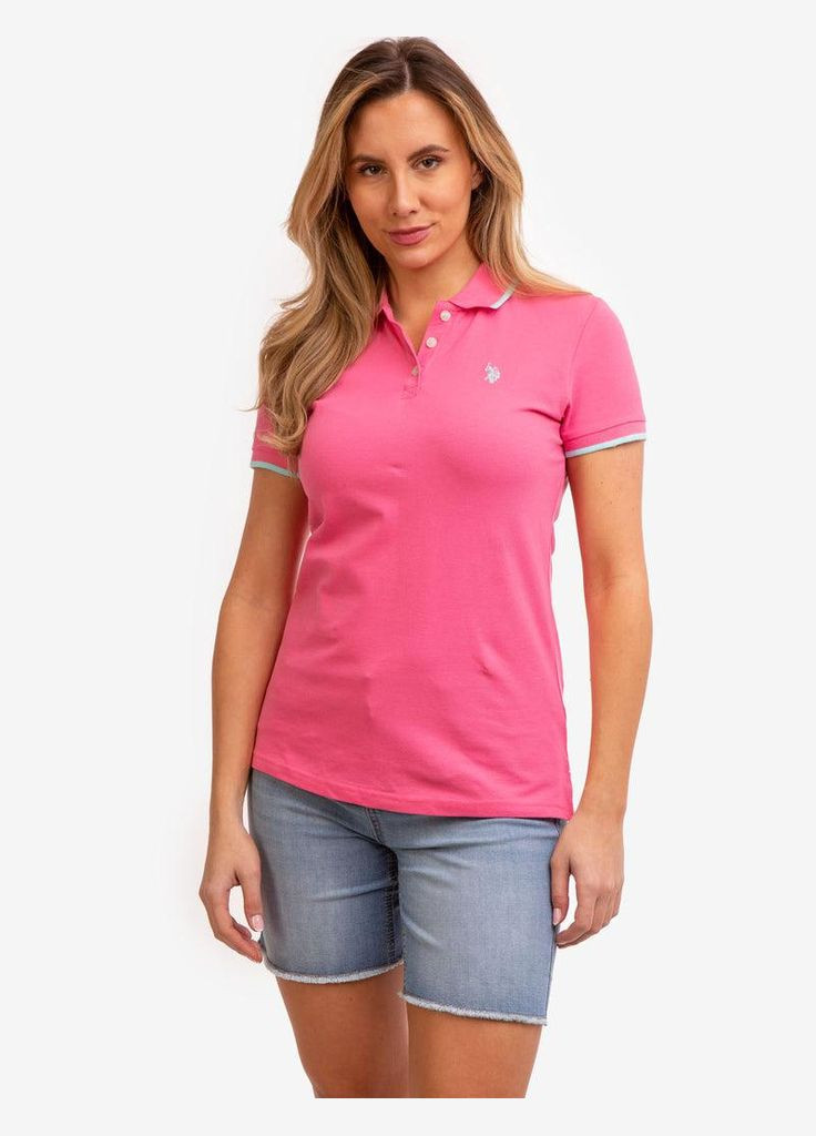 Жіноча футболка поло TIPPED POLO SHIRT XS Рожева U.S. Polo Assn. (286761228)
