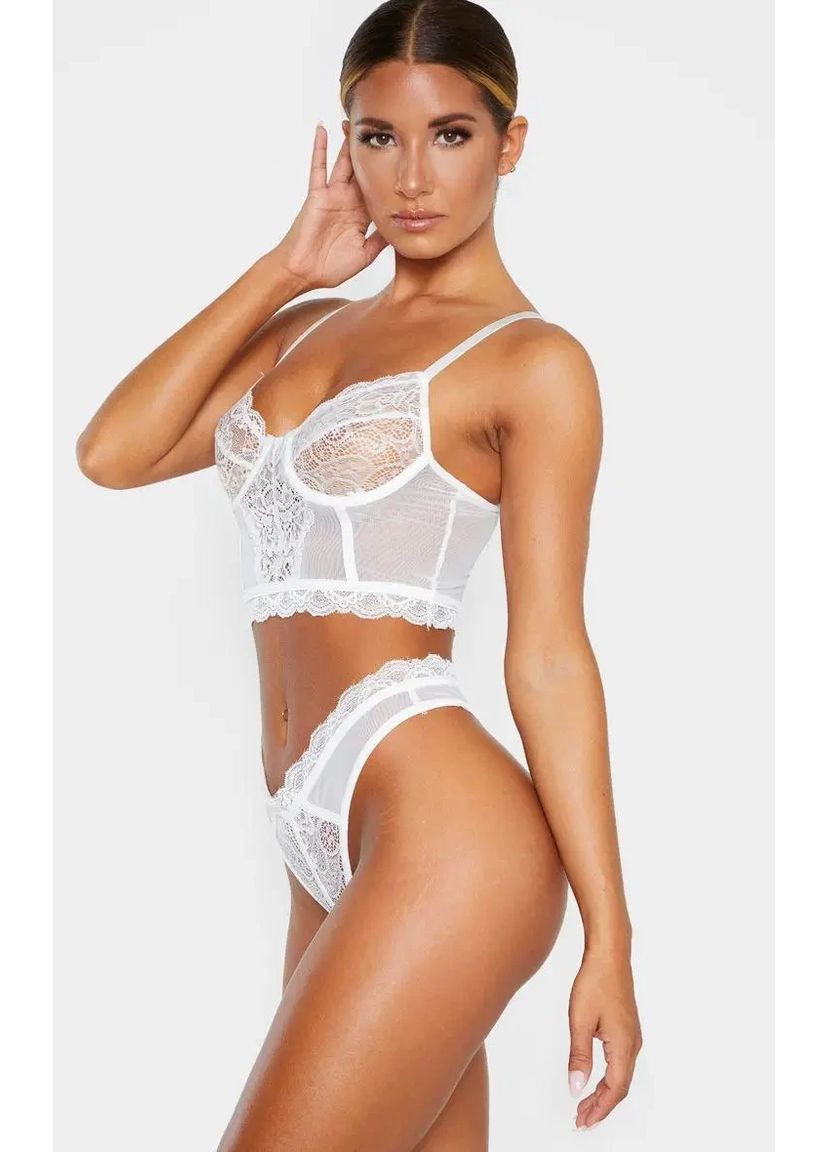 Білий демісезонний сексуальний мереживний комплект жіночої нижньої білизни. мереживний комплект білизни спідньой жіночой прозорий China