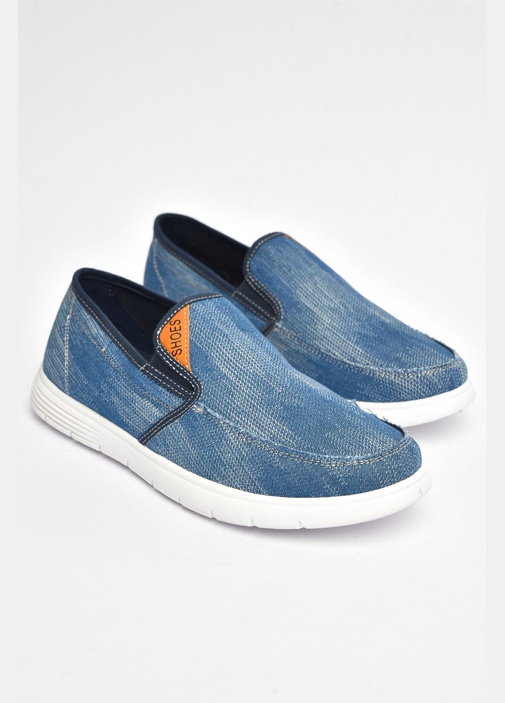 Голубые мокасины мужские голубого цвета текстиль Let's Shop