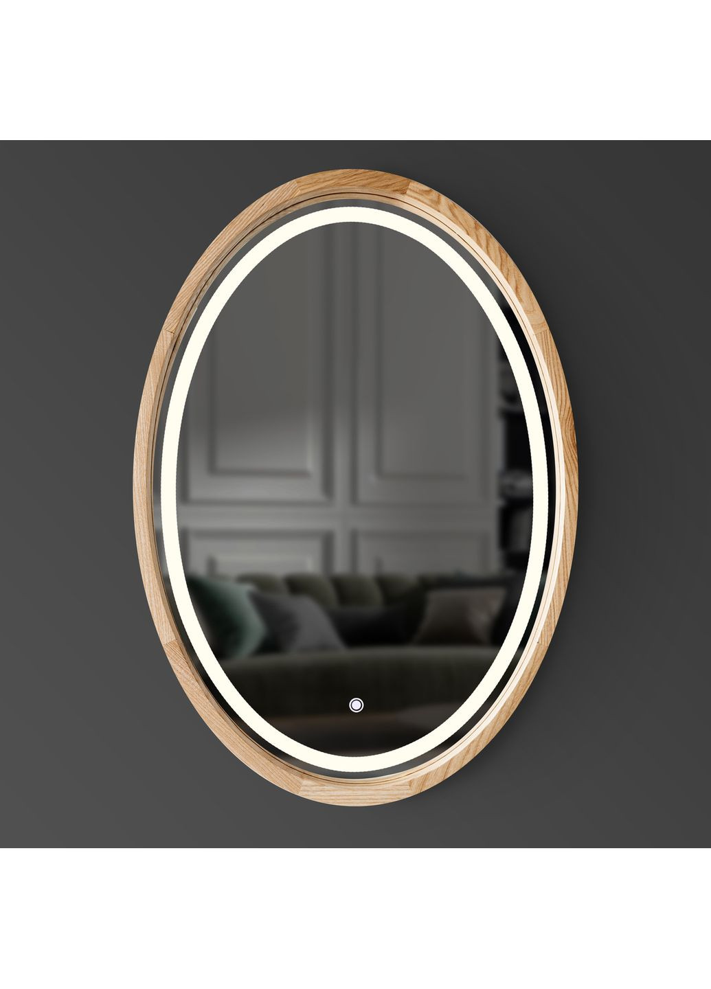 Зеркало деревянное овальное с LED-подсветкой Evolution Natural Light Ясень Luxury Wood (369546970)