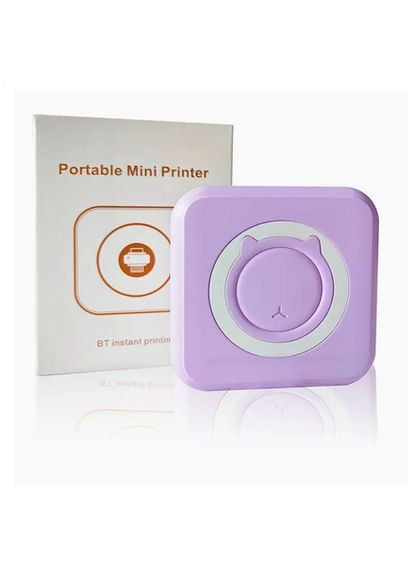 Портативний термопринтер Mini Printer C15F для друку зі смартфона без чорнила фіолетовий No Brand (326800893)
