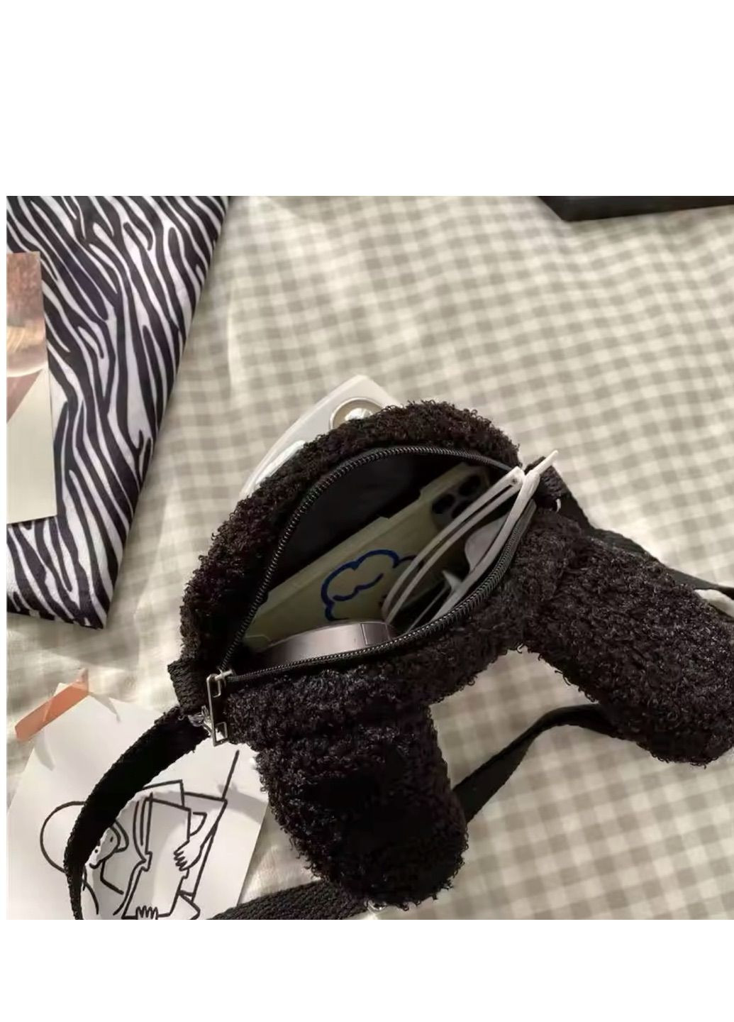 Дитяча сумка через плечі плюшева "Тварини" каракуль No Brand Сумка (302254532)