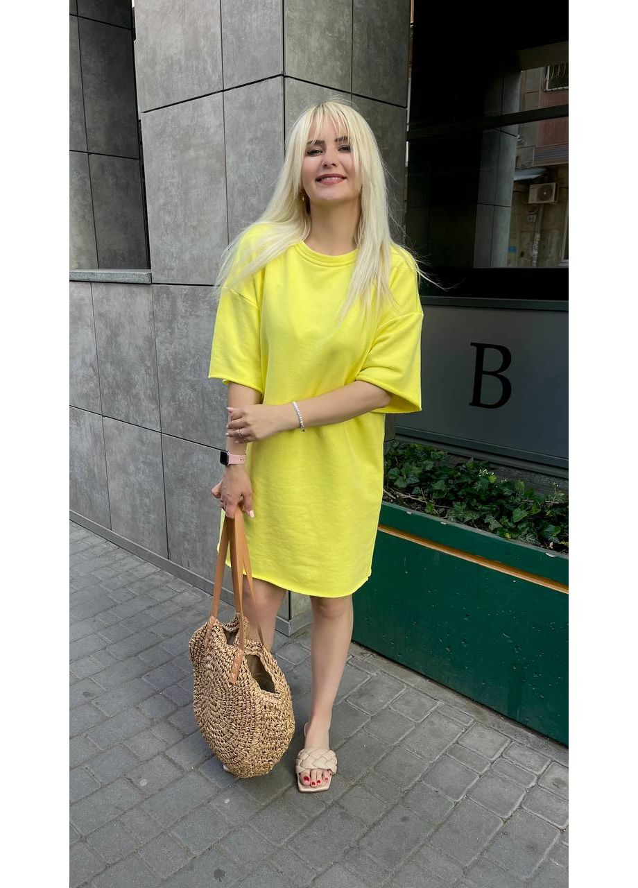 Желтое повседневный женское платье-туника в стиле оверсайз оверсайз MonCher