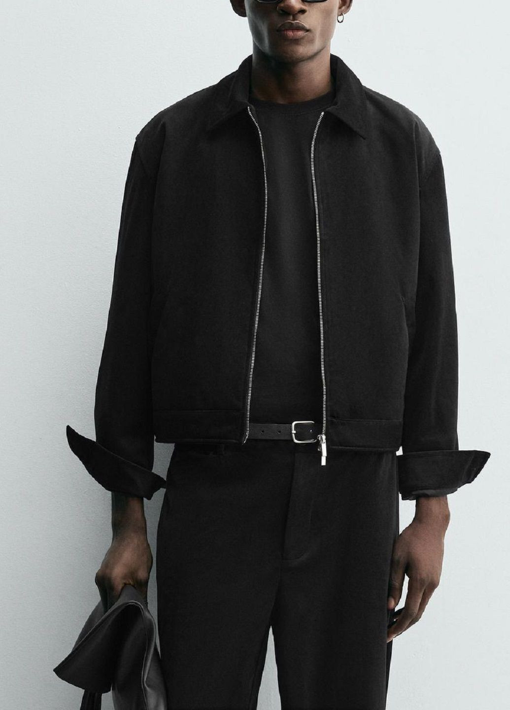 Черная рубашка однотонная Zara