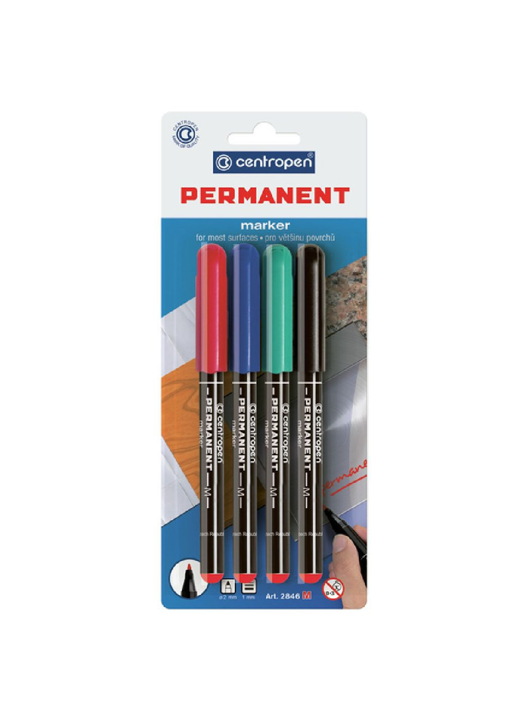 Маркер Permanent 2846/04 Набор 4 шт. (блистер) 8595013619476 Centropen (300848048)