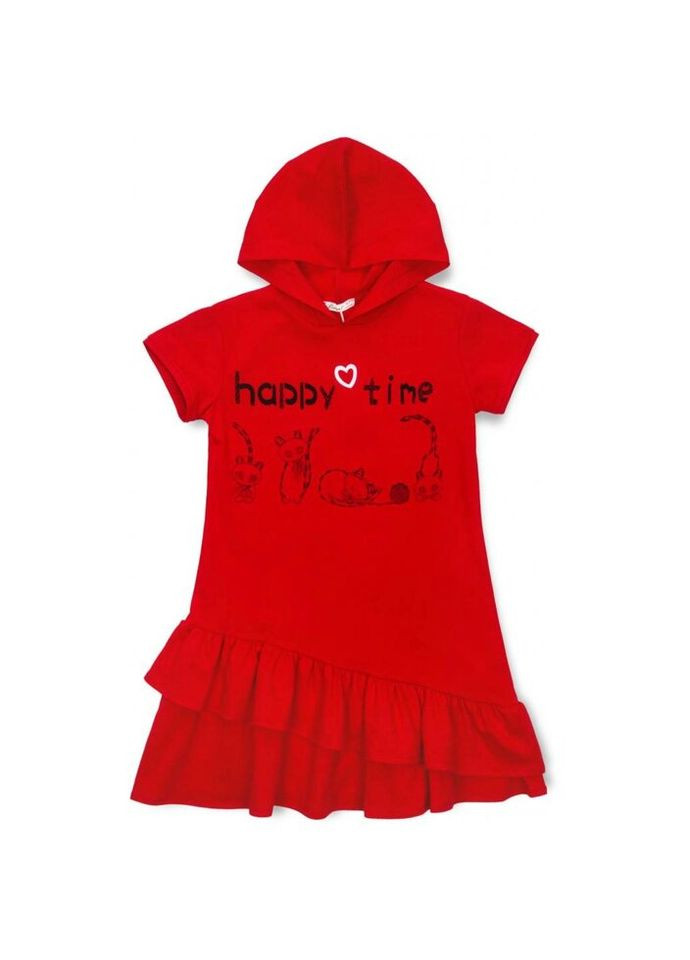 Комбинированное платье с капюшоном (211007-122g-red) Bushra (300625116)