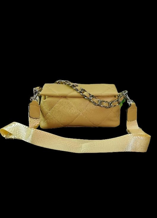 Сумка шкіряна пісочний хакі 24х8.5х10 см No Brand (333337806)