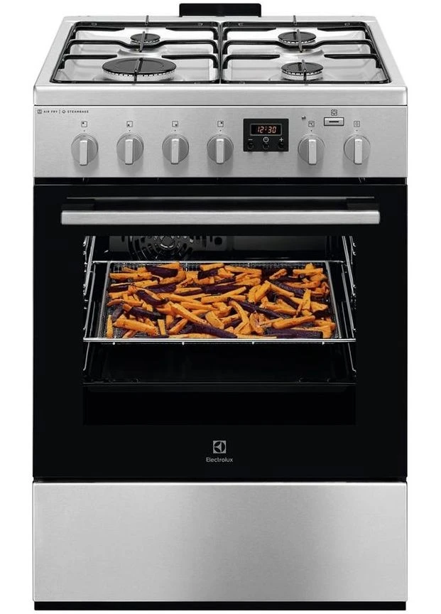 плита lkk660221x комбинированная, 58л, 60x60см, дисплей, конвекция, пара, нерж. Electrolux