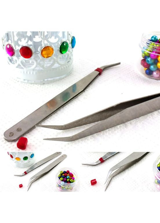 Пінцет для рукоділля вигнутий, нержавіюча сталь, 13 см No Brand (340485836)