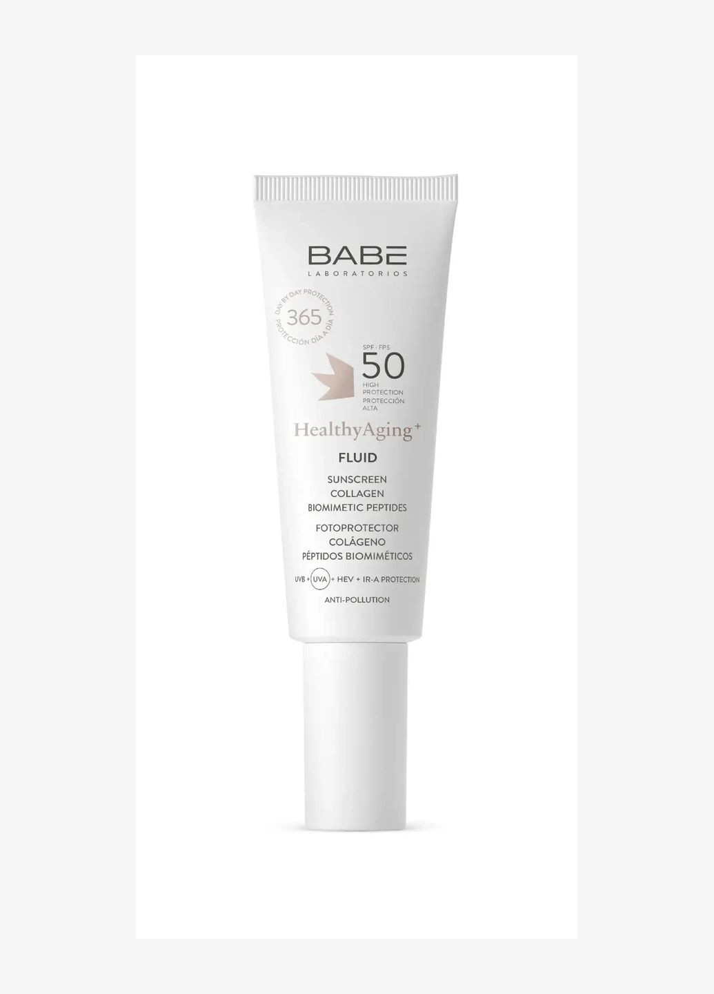 Сонцезахисний флюїд з ANTI-AGE ефектом SPF 50 з коллагеном і пептидами, BABE Laboratorios Healthy Aging Fluid SPF 50, 40 мл IR (368851380)