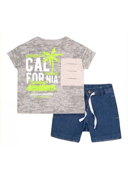 Серый летний костюм на мальчика кс 619 бемби с шортами Бембі