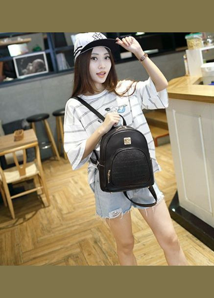 Жіночий міський міні рюкзак під чорний рептилію No Brand (301083305)