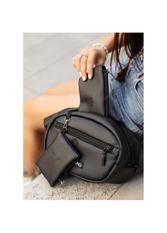 Сумка через плечо женская бананка Flex черная Sambag (355245849)