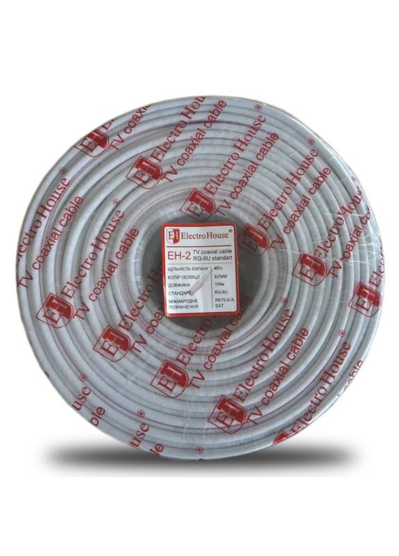 Кабель коаксіальний RG-6U 48% обміднена сталь 1.02 ПВХ,, 100 м Electro House (346089081)