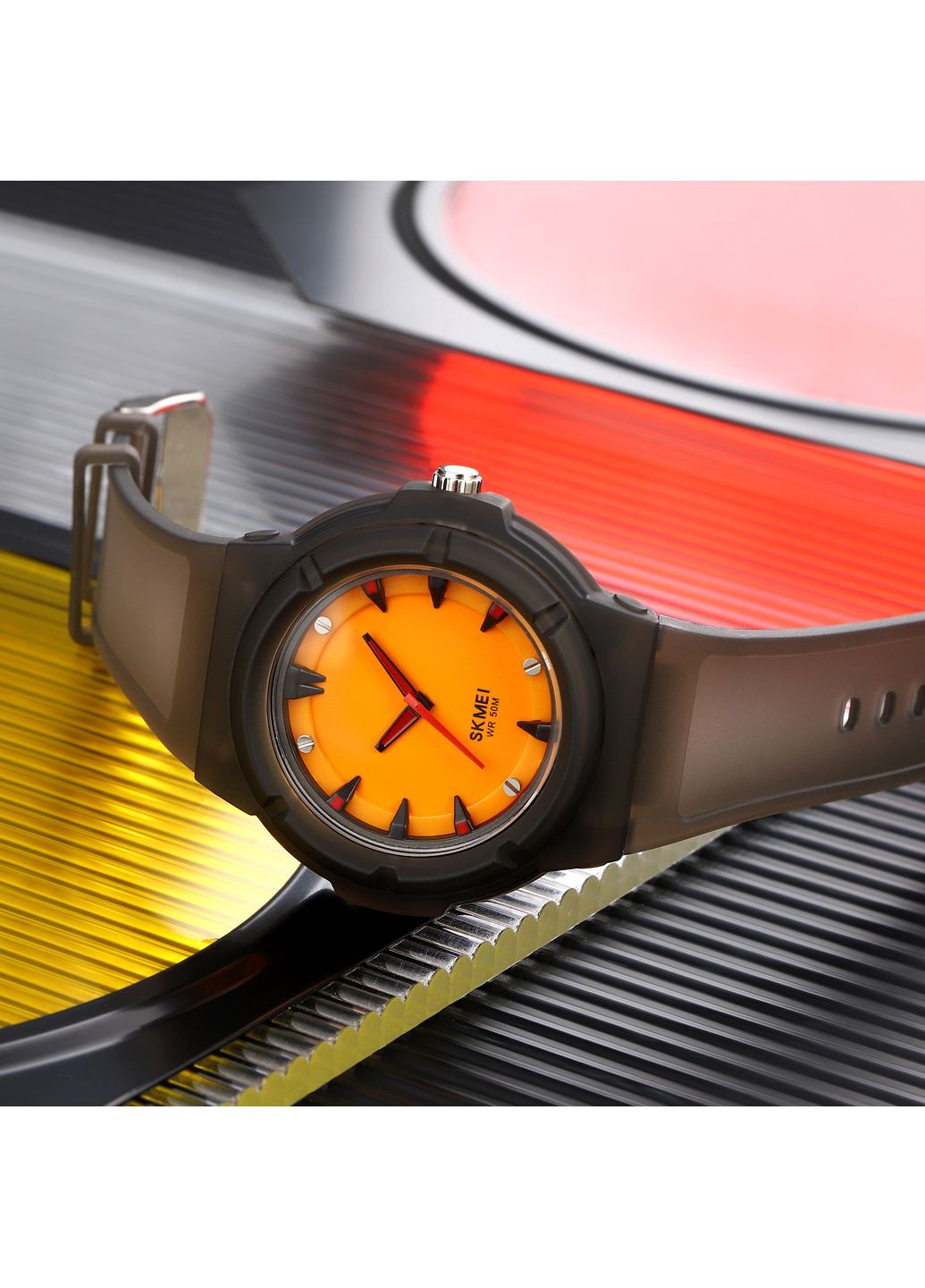 Часы черные оранжевые водонепроницаемые для женщин кварцевые стрелочные casual стильные ProDobro (367267706)