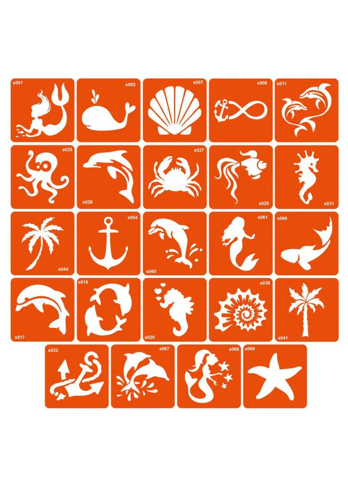 Набір трафаретів для біо-тату «S - море» s-simple_24_1 No Brand (316527420)