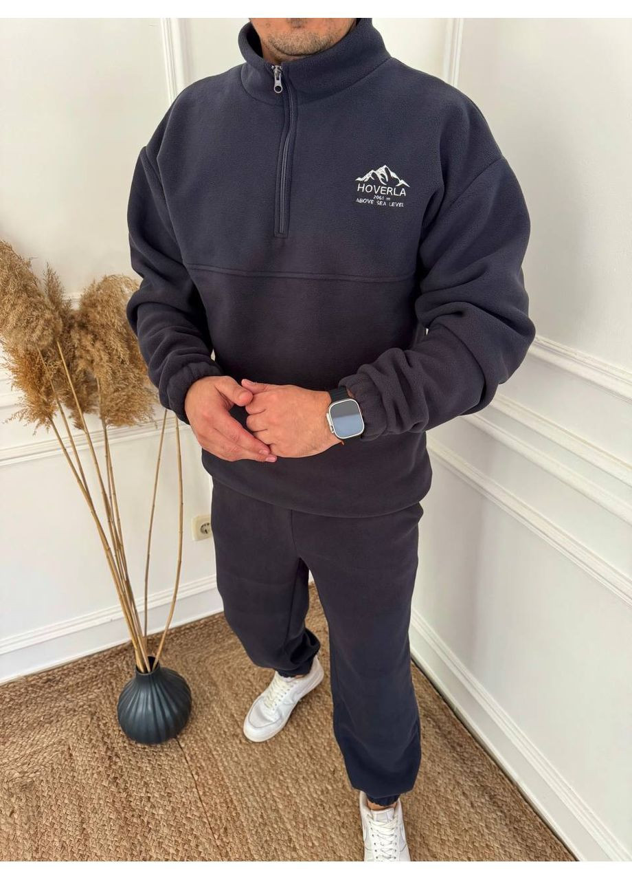 Темно-синий демисезонный мужской флисовый костюм брючный Avanti